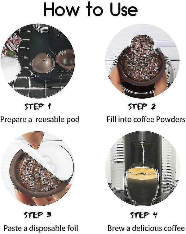 5 st Återanvändbara Vertuo Kapslar Påfyllningsbara Kaffekapslar (brun 150ml, 5)
