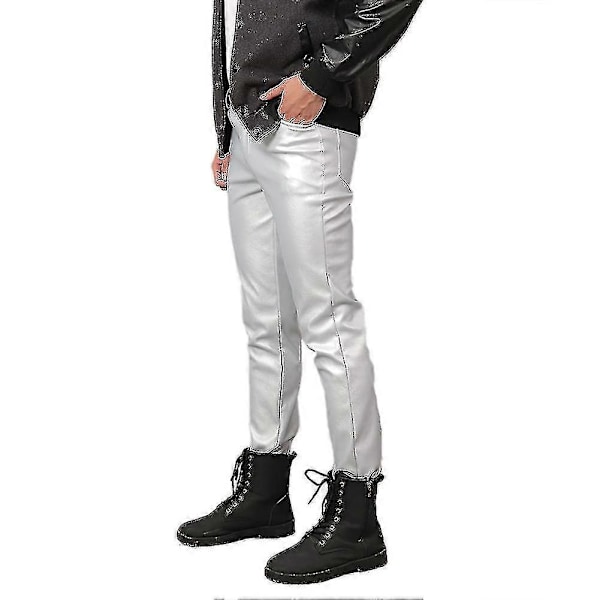Youthup Herre Stretch Tight Faux Skinnbukser Sliver EU 32