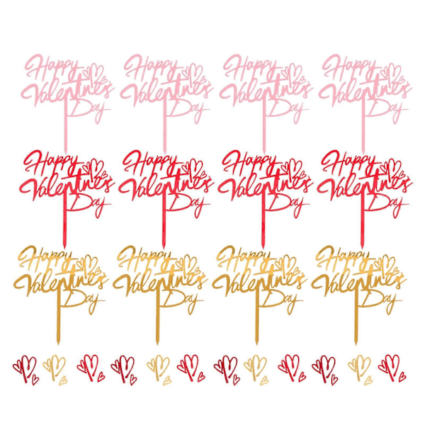 12 stk. Bogstav Cupcake Toppers Kagedekorationer Valentinsdag Kagedekorationer