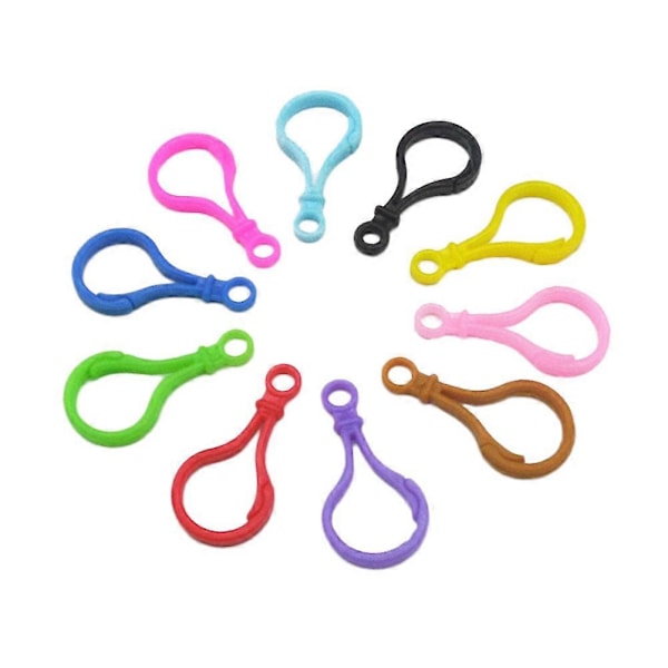 100 st Godisfärgade Akrylspännen Krok Glödlampa Spännen Clips Nyckelring Spänne Tillbehör för Ryggsäck Hänge DIY Handarbete (Blandade Färger)