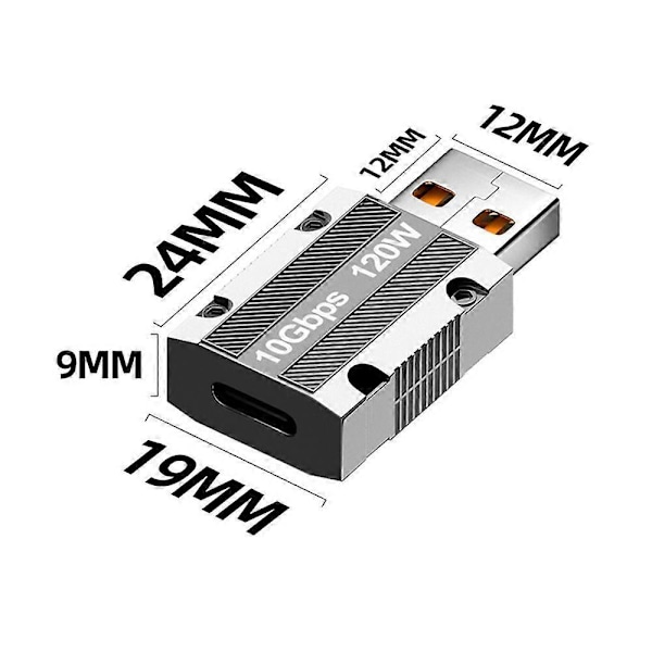 OTG Adapter 10Gbps Hög Hastighet 120W Snabbladdning Mini Typ-C Hona till USB Hane Port Adapter Konverterare Mobiltelefontillbehör