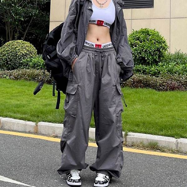 Y2k Streetwear Overalls Dame Casual Retro Løse Brede Ben style3 M