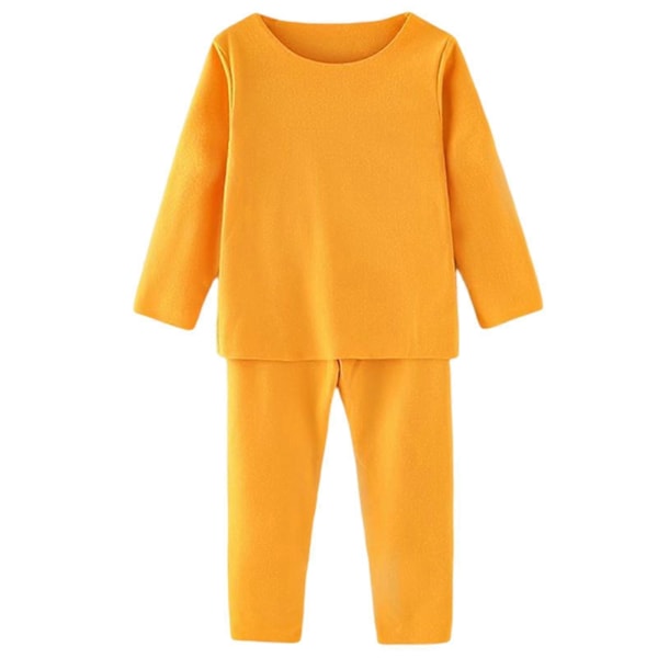 Lasten talven lämpökerrasto, saumaton pitkähihainen paita, pehmeät joustavat housut, mukava lasten syksy-talvi Lightning Yellow 140cm
