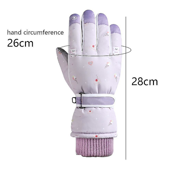 Skidhandskar Vinter Kallt Väder Vindtäta Varma Skidhandskar SK13 Purple Cake Bear