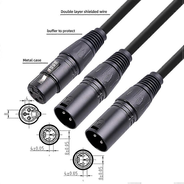 Xlr-jakokaapeli, 3-nastainen Xlr-naaras - kaksois-Xlr-uros Patch Y -kaapeli Balansoitu mikrofonijakaja Co