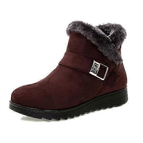 Varma snökängor kort fuskpäls plysch vinter ankel XL plattform dam mocka bomullsskor kvinnor bekväma dropshipping metal brown 10