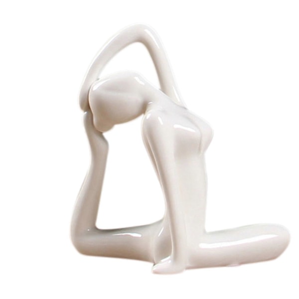 2x Abstrakt Kunst Keramisk Yoga Stillinger Figur Porcelen Yoga Dame Figur Statue Hjem Yoga Studio Dekor