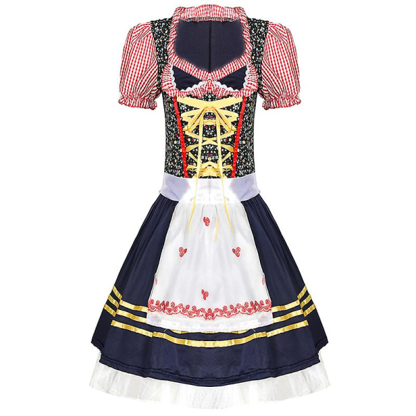 Fraulein Karneval Dirndl Oktoberfest Kostym Klassisk Ölfestival Värdshus Klubbar Värdinna Servitris Cosplay Maskeradfest Klänning Blue L