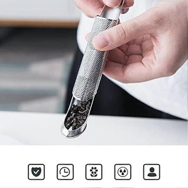 Tesi av rustfritt stål, te-diffuser te-infuser for løs te, kaffe, krydder, langhåndtaks T