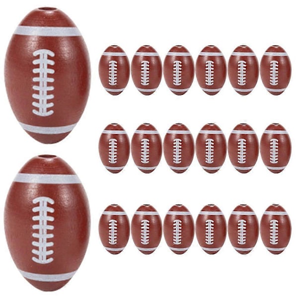 20 stk. Rugby Fodbold Perler i Træ Sports Perler i Træ Multifunktionelle Sports Perler Træ Spacer Perler