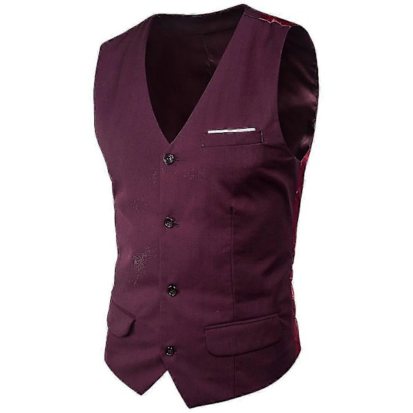 Herrevest i store størrelser, ensfarvet, enkeltknappet business-vest dark red 6XL