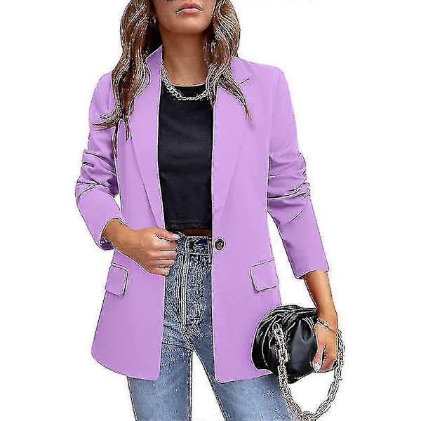 Dam Business Kavajer Öppen Framsida Blazer Dam Ledig Långärmad Arbetskläder Purple M