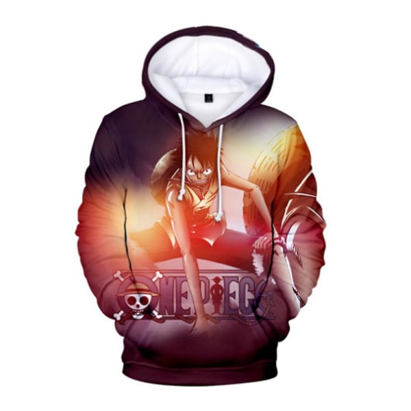 One Piece Huvtröja med dragsko 3D Anime Tryckt Huvtröja Långärmad Pullover Jumper Toppar för Barn Unisex style 1 5-6 Years