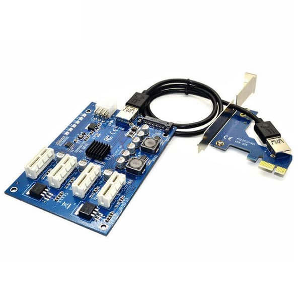 Udvidelsessæt Pci-e X1 Til 4pci-e X16 1 Til 4 Port Pci Express Switch Multiplier Hub Sata Usb Riser C
