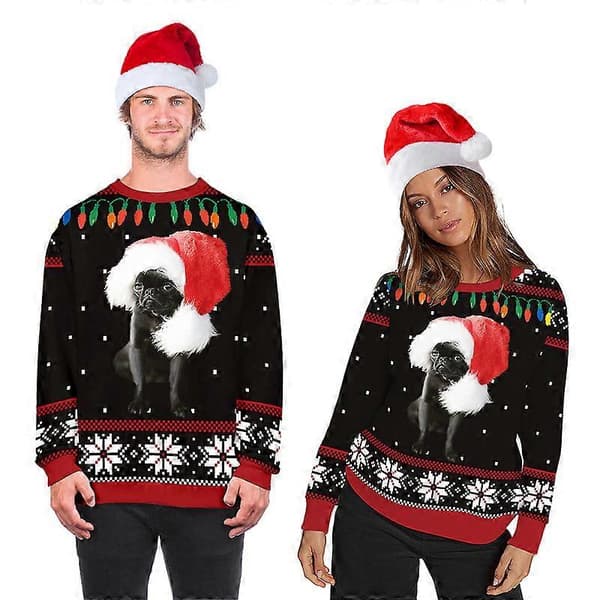 Unisex dyreprint crew neck grim jule Xmas pullover sweatshirt XXL