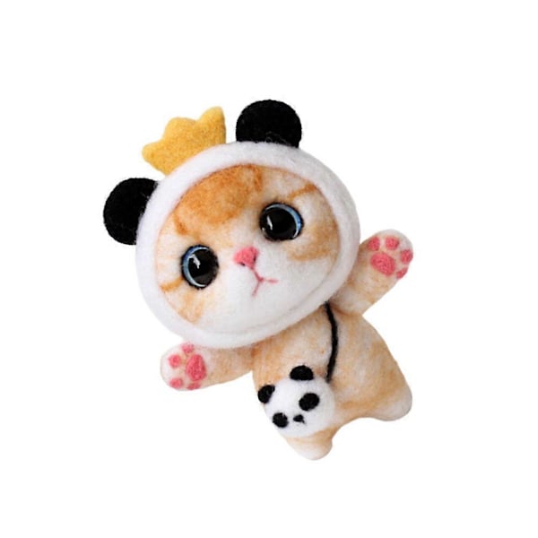Tegneserie Kat Plysdukke DIY Nålefiltning Sæt Uldfiltning Forsyninger DIY Kunst Håndværk til Hjemmet Børn Voksne Gave (Panda Kitty)