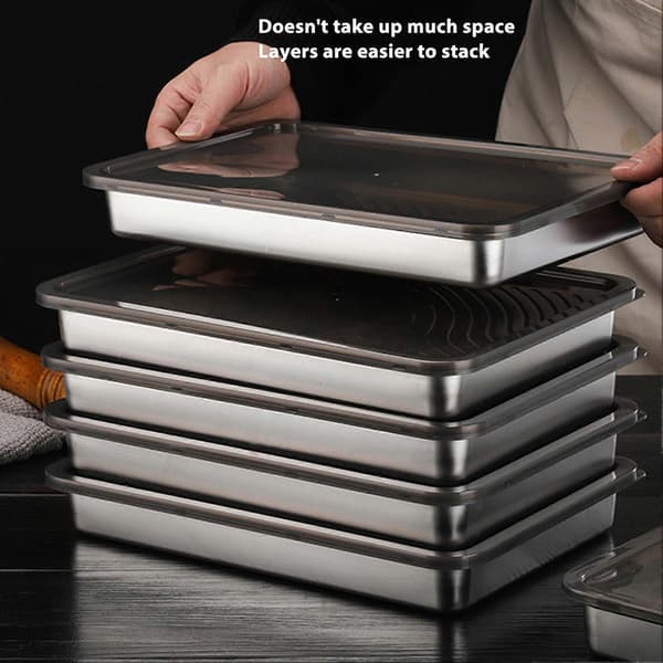 Dumpling Organizer 304 Rustfritt Stål Dumpling Oppbevaringsboks for Bevaring av Friskhet