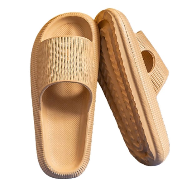 Slippers med åpen tå for kvinner, sklisikre dusjsandaler Khaki 34-35