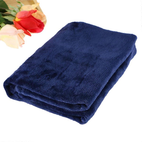 Underbar Flanell Fleece Husdjursfilt Mjuk Handduk Enfärgad Husdjursfilt (Mörkblå)