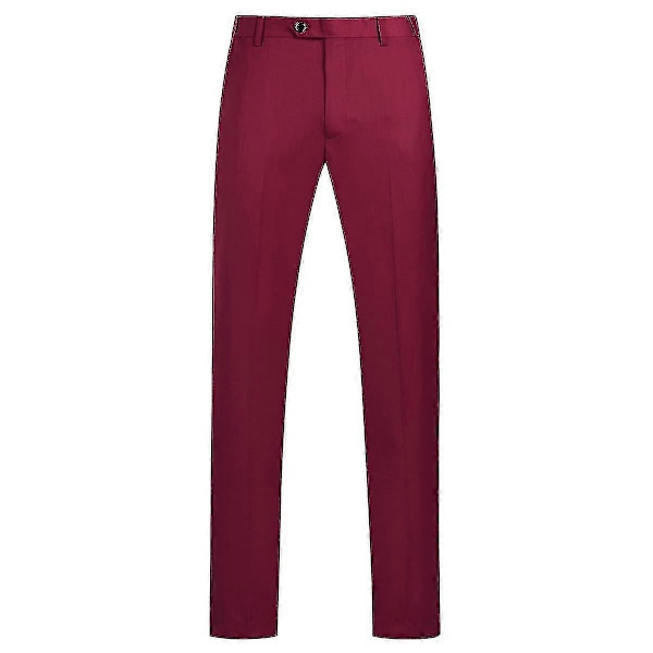 Herre Jakkesæt Business Casual 3-delt Jakkesæt Blazer Bukser Vest 9 Farver Dark Red M