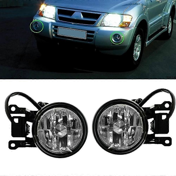 2 stk. frontlykter tåkelys for Pajero Montero Shogun Sport Challenger 1996-2011 Mr496370 Mr496369