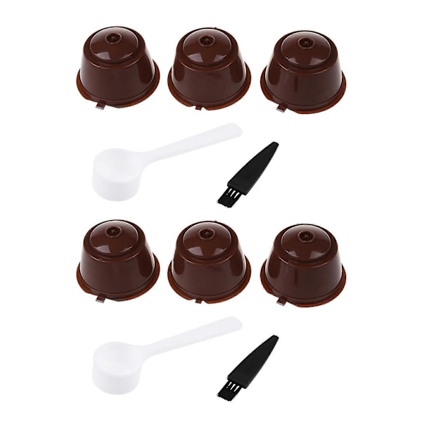 10-pack Återanvändbara Kaffe Kapslar Sked Borst Set för Dolce Gusto Bryggare Kaffe-färg