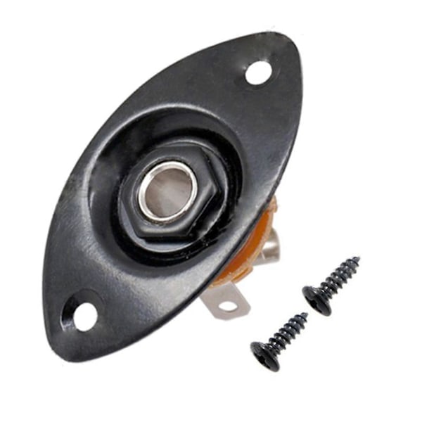 Oval Indenterad Gitarrjackplatta 30 Oval Indenterad Gitarrjackplatta & Uttag Svart Hög Kvalitet, 2 St