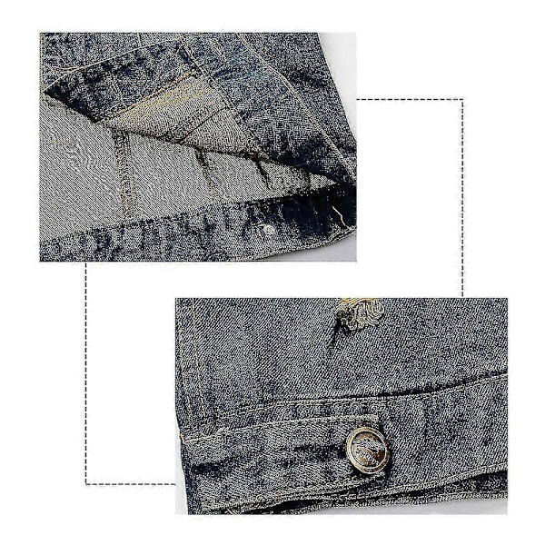 Retro afslappet slidt ærmeløs denim vest til mænd (Ruipei)