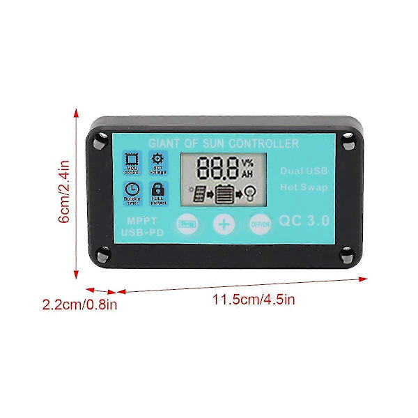 Mppt Solar Charge Controller Multipel Beskyttelse Solar Solar Qc3.0 Controller Med LCD Skærm (30a)