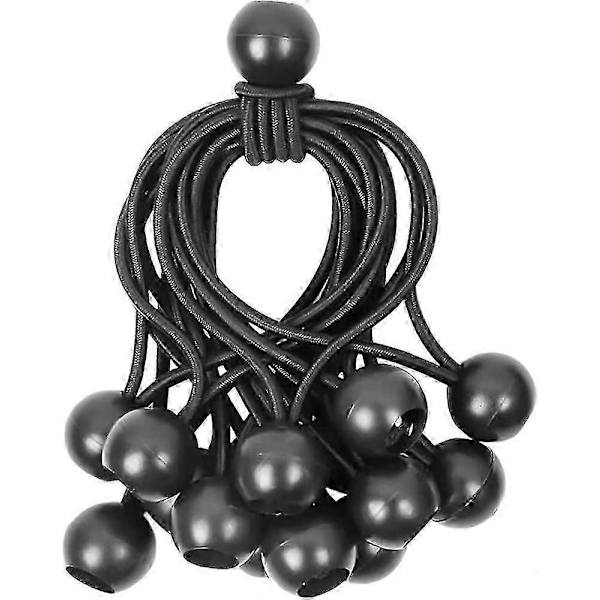 15 stk., elastiske snore, presennings elastiske kugler, elastikker med kugle sort