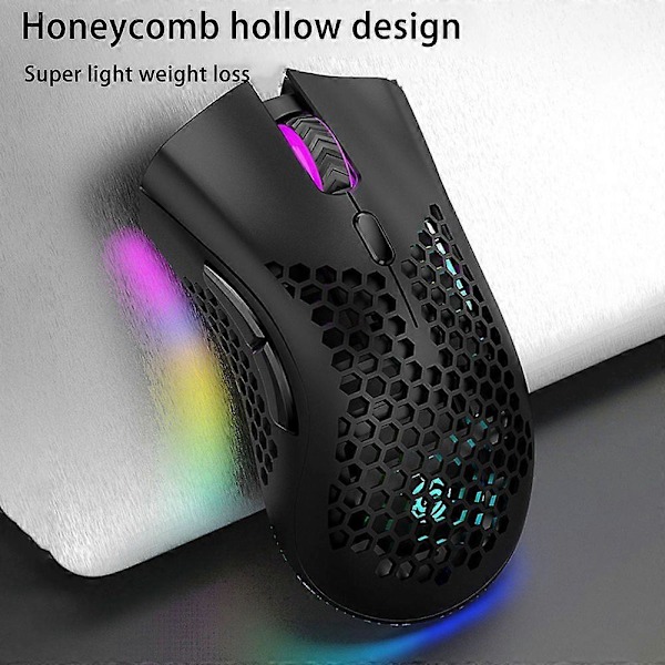Bärbar Dator Mus RGB Trådlös Lättvikt Ergonomisk Ihålig Universell Uppladdningsbar 2.4G Trådlös Datormus PC Tillbehör