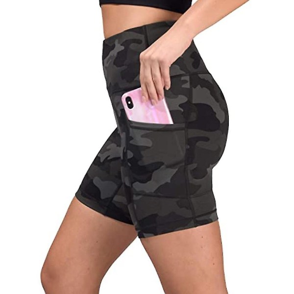 Tflycq träningsshorts för kvinnor Scrunch Booty Gym Yogabyxor Kamouflagefickor Leggings S