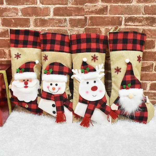 Julgransprydnader Sammet Linne 3D Tecknad Julstrumpa Deer * faceless doll