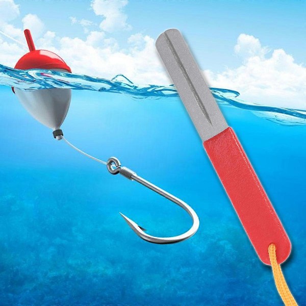 1 st Dubbelsidig Fiske Fiskkrok Vässare Fil med Hängande Rem