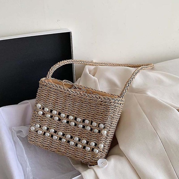 Axelväskor i halm för kvinnor, vävd väska, semester, resa, strandväska, bohemisk stil