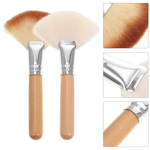 2 st Fläktborste Ansiktsmakeupborste Highlighterborste Kindbensborste Sminkverktyg
