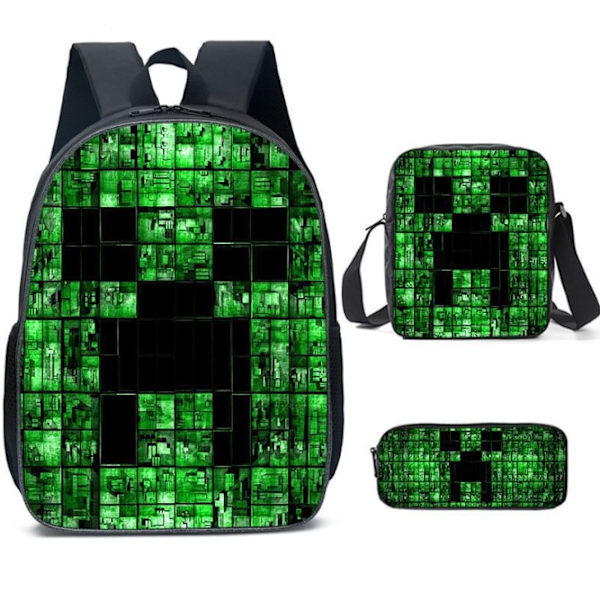 3 kpl/setti MINECRAFT 3D-tulostetut lasten reput Tyttöjen poikien reput Lasten koululaukut Sarjakuva-aiheinen lastentarhareppu Picture color 16 Inches