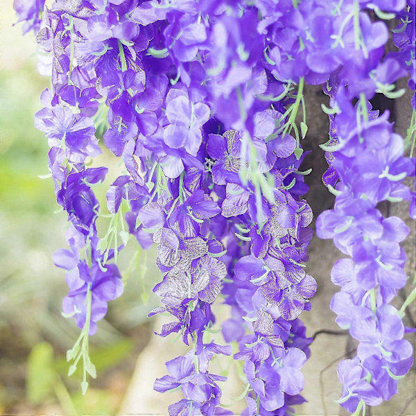 12 stk. Kunstig Silke Wisteria Blomst Hængende Silke Vinranke Falsk Busk Blomst Til Hjemmefest