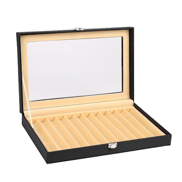 12 Svart Pennlåda Läder Pennskrin Displaybox Pu Pennlåda Läder Pennfodral