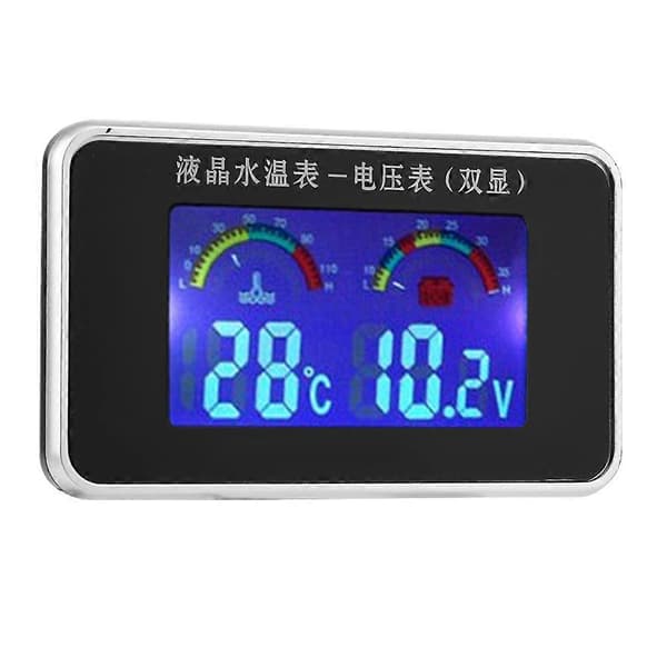 2 stk. 12V/24V/36V Bil LCD Skærm Voltmeter   10mm Vandtemperatur Sensor