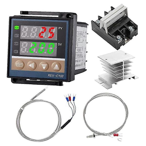 100v AC til 240v AC Fahrenheit og Celsius PID Temperaturregulator Kit med Type K og Pt100 Ther
