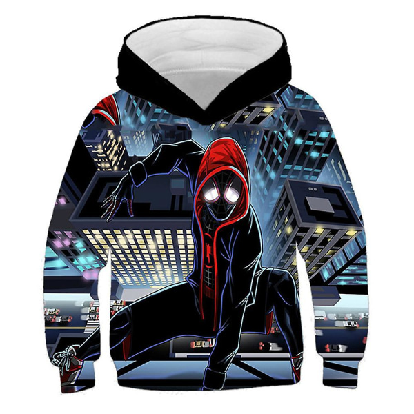 3d tecknad Spiderman- printed huvtröja Barn Långärmad Huvtröja Pullover Jumper Toppar Present D 7-8 Years