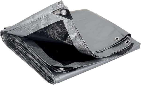 120g/m Polyeteenipeite harmaa+musta vedenpitävä pressu silmukoilla 3x4m tiheäsuojus