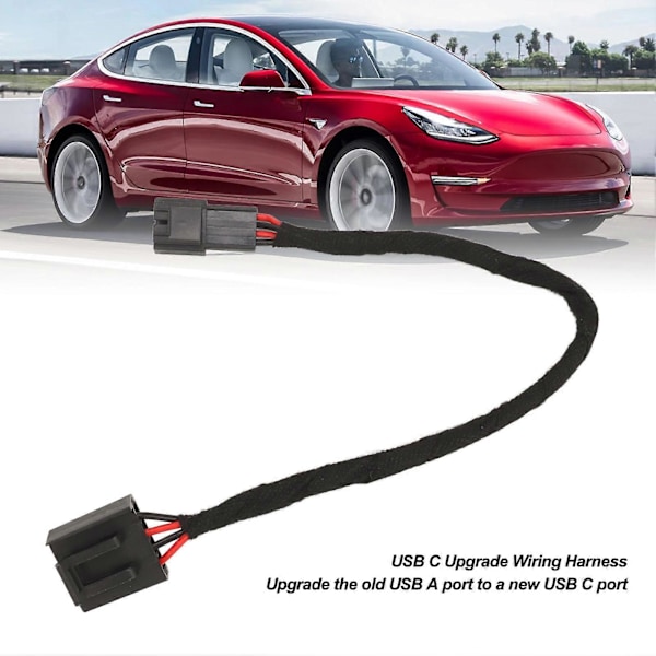 USB A til USB C Adapterkabel Oppgradering Oppdatering Ledningsnett Erstatning for Tesla Model 3 2017 til 2020