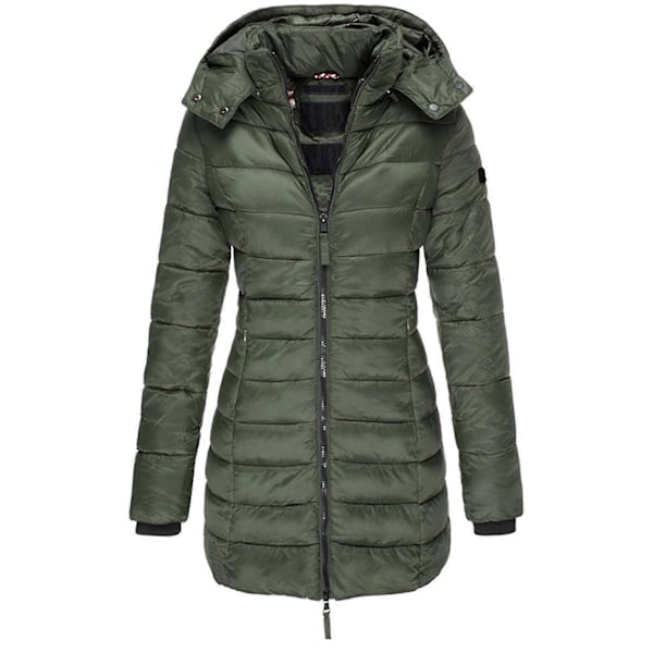 Dame Varm Hætte Dunjakke Casual Slim Frakke Puffer Jakke Dame Quiltet Letvægts Puffer Jakke - khaki Army Green M