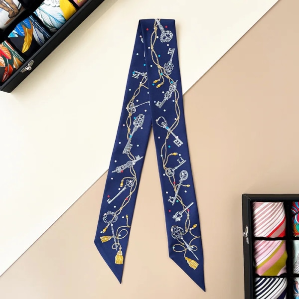 100% silke 18M sidenscarf pannband väska behandlad dekorativt filament pannband Navy Blue