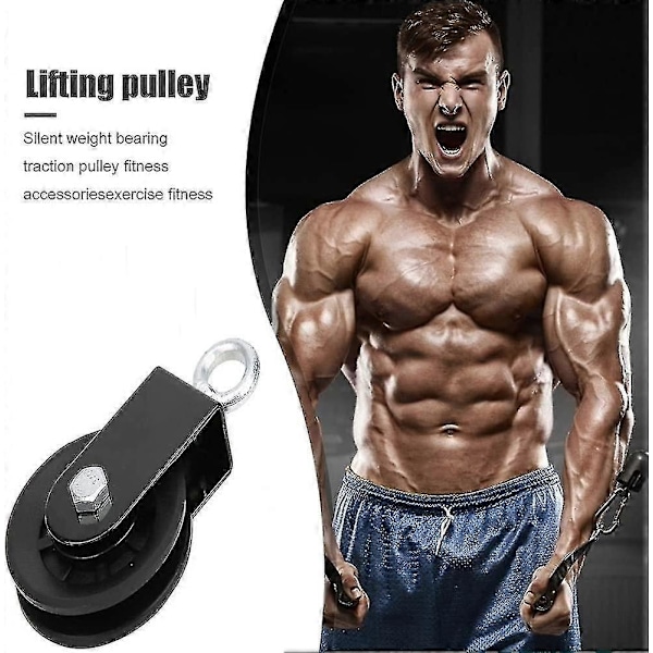 Blokk 90mm Løpehjul med 360-graders roterende U-holderbrakett for Fitness, Styrketrening