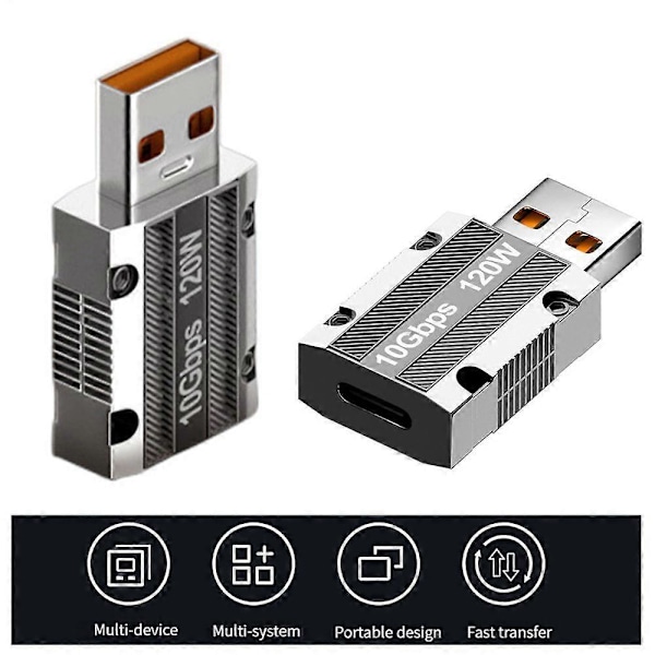 OTG Adapter 10Gbps Hög Hastighet 120W Snabbladdning Mini Typ-C Hona till USB Hane Port Adapter Konverterare Mobiltelefontillbehör