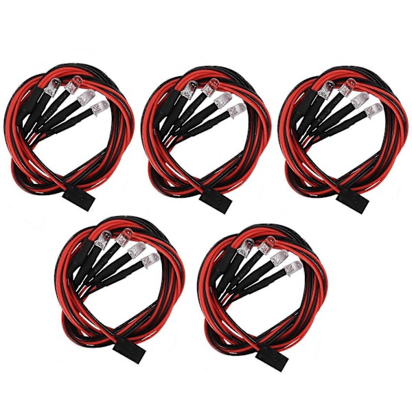 5kpl 4 LED-valoa 5mm 2 Valkoista 2 Punaista Valoa 1/8 1/10 Axial Scx10 Traxxas Trx4 D90 Hpi Redcat Rc Ca -autoihin