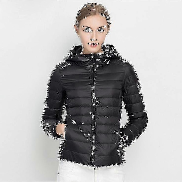 Dame Ultralet Dunjakke Hvide Andedun Hættejakker Langærmet Varm Slim Frakke Parka -bp Green xxl